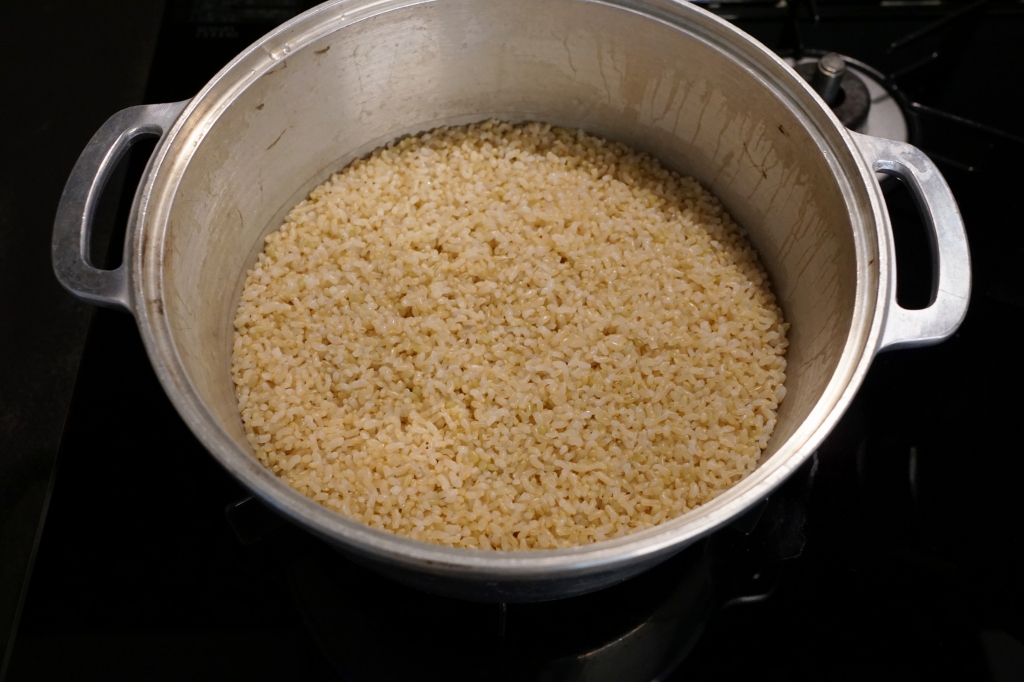 ムスイ鍋で発芽玄米を炊く